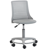 HOMCOM Silla de Escritorio sin Brazos Silla de Oficina Giratoria con Respaldo Hueco Altura Ajustable Gris