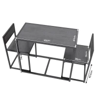 HOMCOM 3 Piece Table Stool Set - Charcoal Grey Wood-Effect(m-3)