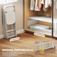 HOMCOM Set 4 Sedie Pieghevoli con Fori di Drenaggio in Plastica e Metallo, 45x49x79.5 cm, Bianco(m-7)