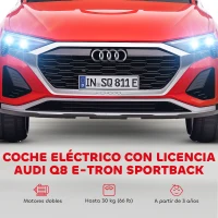 AIYAPLAY Coche Eléctrico para Niños Audi Q8 etron sportback con Batería 12V Mando a Distancia Faros Bocina y Música Rojo(m-4)
