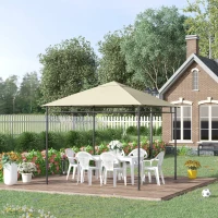Outsunny Toile de rechange pour pavillon tonnelle tente toit de remplacement gazebo de jardin polyester 180 g/m² 3 x 3 m crème(m-10)