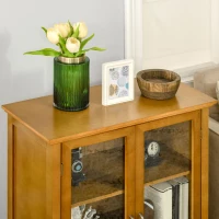 HOMCOM Aparador Vitrina para Colecciones con 2 Puertas de Vidrio Estantes Ajustables Estilo Vintage Librería Baja 66x31,8x86,8 cm Nogal(m-10)