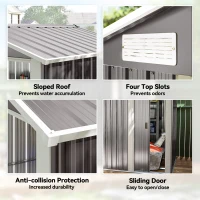 Outsunny Garden Metal Tool Storage Shed with Sliding Door, Sloped Roof and Foundation Kit, 152 x 132 x 188cm, Grey(m-6)