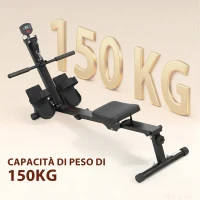SPORTNOW Vogatore Pieghevole con Monitor LCD e Sedile Imbottito, Resistenza a Elastico, Capacità 150 kg(m-6)