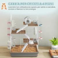PawHut Gabbia per Criceti a 4 Livelli e 16 Tubi con Casetta, Rampa, e Accessori, in Metallo e Plastica, 47x30x70 cm, Grigio(m-5)