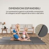 HOMCOM Tappetino da Ginnastica Pieghevole, Materassino Fitness Spesso 5 cm e Antiscivolo, 240x120 cm, Grigio(m-6)