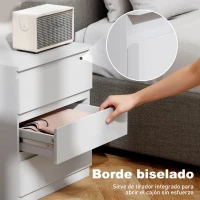 HOMCOM Cómoda 3 Cajones con Cierre Suave Cajonera para Salón Oficina Estilo Moderno 45x40x52,8 cm Blanco(m-6)