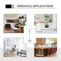 HOMCOM Square Height Adjustable Bar Table Counter Pub Desk with Metal Base for Home Bar, Dining Room, Kitchen, White(m-6)