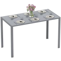 HOMCOM Mesa de Cocina de Cristal para 4-6 Personas con Patas de Metal Multifuncional para Cocina Salón 120x60x75 cm Gris(m-10)