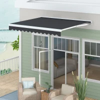 Outsunny Store banne électrique et Manuel rétractable dim. 295L x 250l m télécommande fournie alu. Polyester Haute densité, gris(m-10)