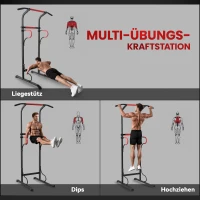 HOMCOM Power Tower höhenverstellbar Dip Station mit Klimmzugstange, Saugnäpfe Kraftstation für Zuhause(m-4)