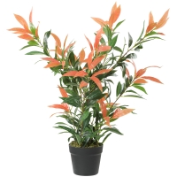 HOMCOM Kunstmatige glansmispel 90 cm kunstplant met 300 bladeren, verstelbare takken, 45 x 45 x 90 cm, Rood+Groen