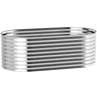 Outsunny Pflanzkübel, Metall-Blumenkübel mit Sicherheitskante und Handschuhen, offener Boden, 160B x 80T x 56H cm, Dunkelgrau(m-1)