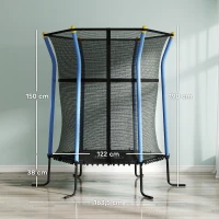 HOMCOM Cama Elástica Infantil Trampolín para Niños +3 Años con Red de Seguridad Ø163,5x190 cm Azul(m-3)