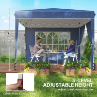 Outsunny 3x3 m Foldable Gazebo with Sidewalls and Adjustable Height, UV50+ Protection, Dark Blue(m-4)