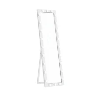 HOMCOM Paspiegel 150x40 cm LED spiegel met 24 lampen, 3 lichtkleuren, vrijstaand, leunbaar of voor wandmontage Wit(m-11)