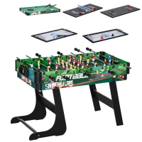 HOMCOM Tavolo da Gioco 6 in 1 con Calcio Balilla, Biliardo, Air Hockey, Ping Pong, Anelli e Hockey su Prato, 118x104x71 cm(m-10)