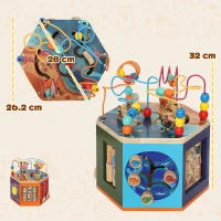 AIYAPLAY Wooden Activity Cube, Baby Toys with Bead Maze, Pattern Sorter for Toddlers Boys and Girls 18+ Months(m-3)