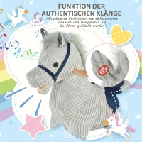 HOMCOM Kinder Schaukel Schaukeltier Schaukelpferd Grau 73 x 35 x 64 cm(m-7)