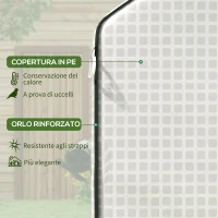 Outsunny Copertura PE per Serra da Giardino con Porta a Cerniera e Finestre, 140x143x190cm, Bianco(m-4)