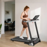 Tapis de Course Electrique Pliable - Aosom.fr x FFHandball - Tapis Roulant 1-12 Km/h 500 W écran LCD 12 programmes Noir(m-8)