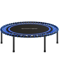 SPORTNOW Trampolino Elastico Fitness a 36 Corde in Acciaio e PP, Ø114x31 cm, Blu(m-1)