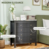 HOMCOM Elegant Chest of Five Drawers - Black(m-5)