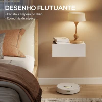 HOMCOM Conjunto de 2 Mesas de Cabeceira com 1 Gaveta Desenho Montado na Parede Estilo Moderno para Dormitório 40x30x15 cm Branco(m-4)