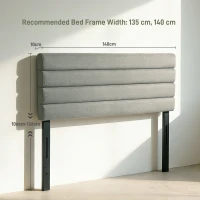 HOMCOM Cabecero de Cama 140 cm Tapizado en Lino Altura Ajustable de 3 Niveles 106/116/126 cm Montado a la Pared Gris(m-3)