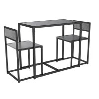 HOMCOM 3 Piece Table Stool Set - Charcoal Grey Wood-Effect(m-1)