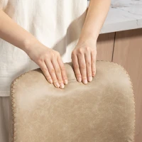 HOMCOM Bar Stools Set of 2, PU Leather Barstools with Backrest and Footrest for Kitchen, Counter, Breakfast Bar, Light Brown(m-9)