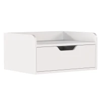 HOMCOM Floating Nightstands Set of 2, Wall Mounted Bedside Table with Drawer for Bedroom, White(m-1)