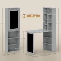 HOMCOM Folding Convertible Desk with Blackboard Multi-function Computer Office Workstation Side Shelf for Home Office, Grey(m-3)