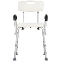 HOMCOM Adjustable Shower Chair, Shower Seat, Portable Medical Stool with Adjustable Back and Armrest for Mobility(m-22)