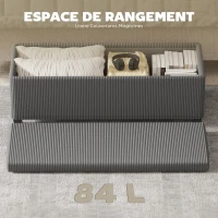 HOMCOM Banc de rangement bout de lit en velours côtelé avec couvercle, pour salon, chambre, entrée, 112 x 42 x 40 cm, gris(m-6)