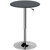 HOMCOM Adjustable Round Bistro Bar Table with PVC Leather Top Steel Base Home Kitchen Dining Desk  Black(m-1)