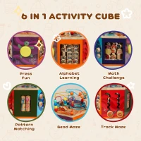 AIYAPLAY Wooden Activity Cube, Baby Toys with Bead Maze, Pattern Sorter for Toddlers Boys and Girls 18+ Months(m-4)