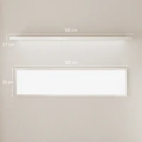 HOMCOM Lot de 4 plafonniers couleur réglable avec interrupteur DIP et mural 3000K/4000K/6000K 120x30x3,7 cm Blanc(m-3)