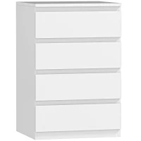 HOMCOM Cómoda 4 Cajones con Cierre Suave Cajonera para Salón Oficina Estilo Moderno 45x40x68 cm Blanco(m-1)
