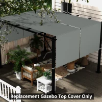 Outsunny Lot de 2 toiles de rechange pergola rétractable 4,9 x 1,2 m pour pergola de 3 x 3 m polyester protection UV gris foncé(m-10)