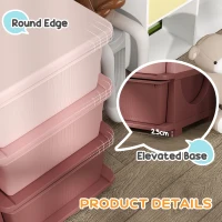 HOMCOM Kids Storage Units with 3 Drawers 3 Tier Chest Vertical Dresser Tower Toy Organizer for Nursery Playroom Kindergarten Pink(m-5)