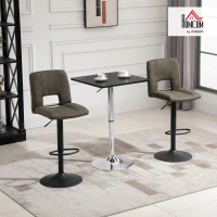 HOMCOM Modern Height Adjustable Counter Bar Table with 360° Swivel Tabletop and Electroplating Metal Base, Pub Desk for Living Room, Kitchen, Restaurant, Pub, Black and Silver(m-10)