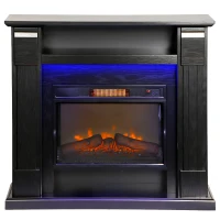 HOMCOM Camino Elettrico 1800W Regolabile con Fiamma 3D, Ripiano, Timer e Telecomando, 105x27x97 cm, Nero(m-10)