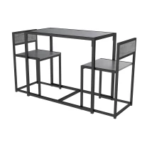 HOMCOM 3 Piece Table Stool Set - Charcoal Grey Wood-Effect(m-4)