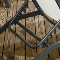 Outsunny Lot de 2 bains de soleil en aluminium et textilène avec roulettes dossier inclinable charge max. 150 Kg crème(m-8)