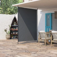 Outsunny Store vertical avec manivelle sans perçage brise-vue de balcon cadre en aluminium protection UV 200 x 305 cm gris(m-10)