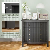 HOMCOM Elegant Chest of Five Drawers - Black(m-6)