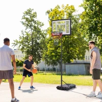 HOMCOM Panier de basket sur pied hauteur réglable de 203cm à 258 cm avec roulettes panneau arrière solide base de lestage noir(m-2)