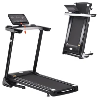 Tapis de Course Electrique Pliable - Aosom.fr x FFHandball - Tapis Roulant 1-12 Km/h 500 W écran LCD 12 programmes Noir(m-12)