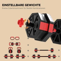 SPORTNOW 6-in-1 Hantelset Kurzhantel Set Kurzhanteln Langhanteln verstellbar 20 KG für Krafttraining Zuhause(m-5)